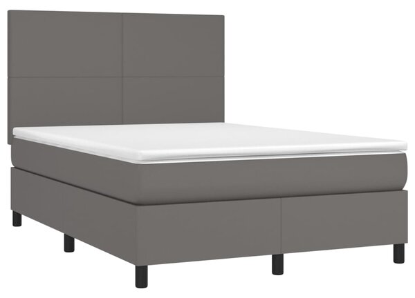 Box spring postel s matrací šedá 140 x 190 cm umělá kůže 3142723