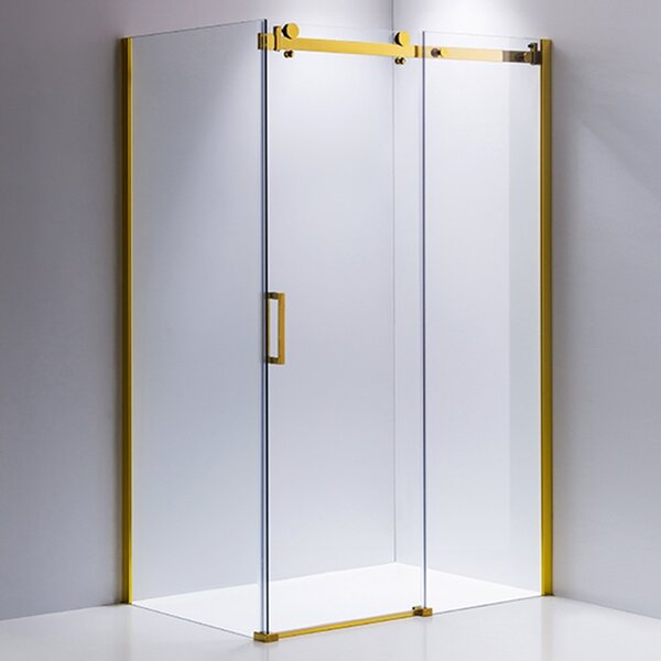 BPS-koupelny Obdélníkový sprchový kout KZ203A GL 100x80 zlatá/transparent - bez vaničky