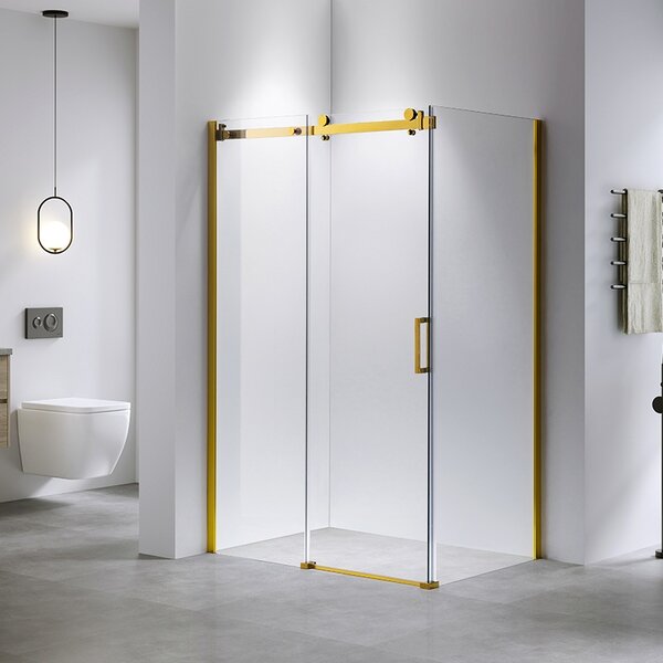BPS-koupelny Obdélníkový sprchový kout KZ203A GL 100x80 zlatá/transparent - bez vaničky