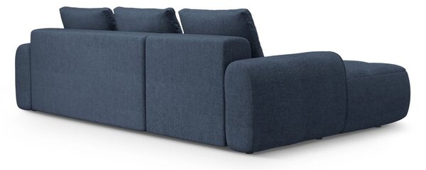 Tmavě modrá rozkládací/s úložným prostorem rohová pohovka (levý roh/s lenoškou) Linz – Cosmopolitan Design