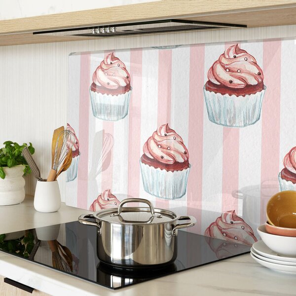 Krájecí prkénko skleněné Cupcaky s růžovými pruhy ddk-nr-wm-00007169