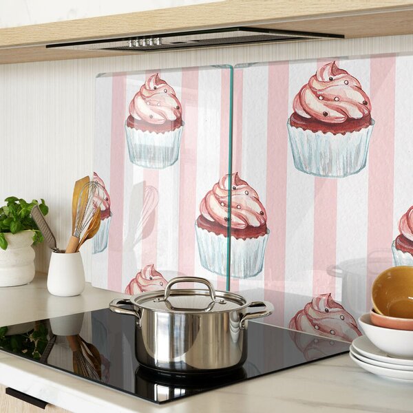 Krájecí prkénko skleněné Cupcaky s růžovými pruhy ddk-nr-wm-00007169