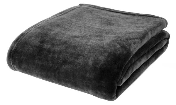 Černá deka z mikroplyše 130x170 cm Raschel Velvet – Catherine Lansfield