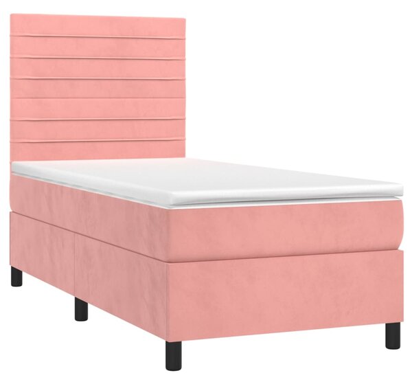 Box spring postel s matrací a LED růžová 80 x 200 cm samet 3136154
