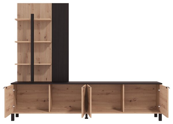 OBÝVACÍ STĚNA černá, dub artisan Hom`in - Kompletní obývací stěny
