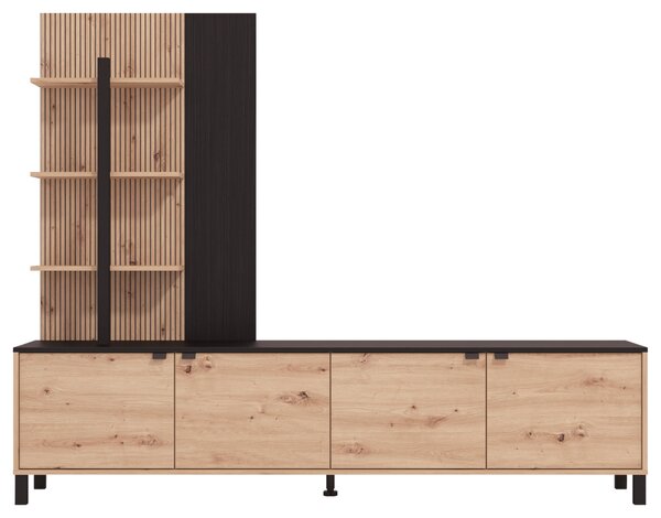 OBÝVACÍ STĚNA černá, dub artisan Hom`in - Kompletní obývací stěny