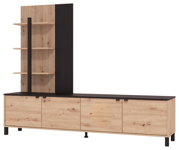 OBÝVACÍ STĚNA černá, dub artisan Hom`in - Kompletní obývací stěny