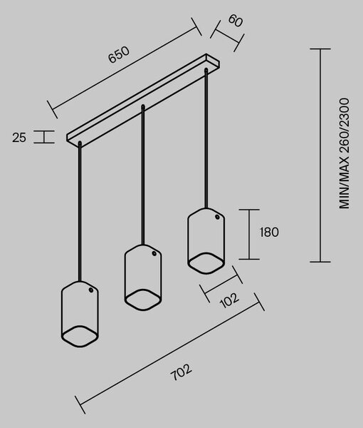 Závěsné svítidlo Maris E14x3 6W MOD499PL-03B - MAYTONI