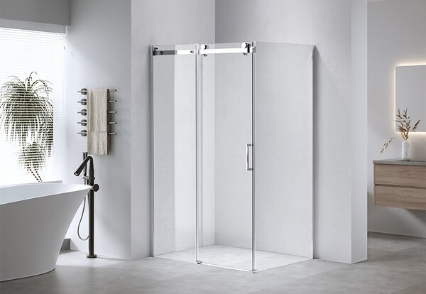 BPS-koupelny Obdélníkový sprchový kout KZ202C 120x90 chrom/transparent + vanička SXL04C BL černá