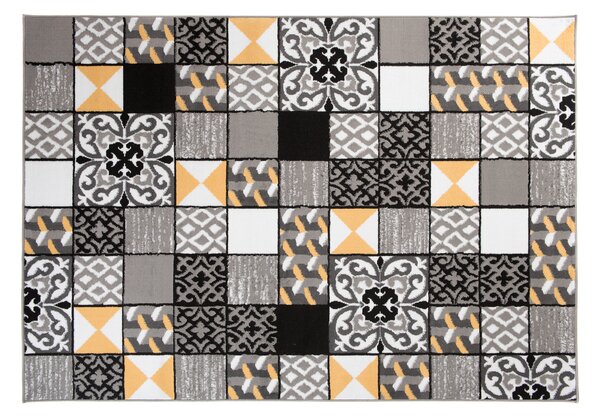 Makro Abra Kusový koberec moderní MAYA Z906A Patchwork šedý žlutý Rozměr: 130x190 cm