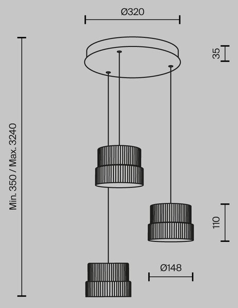 Závěsné svítidlo Scala 3000K 33W MOD496PL-L33BZK - MAYTONI