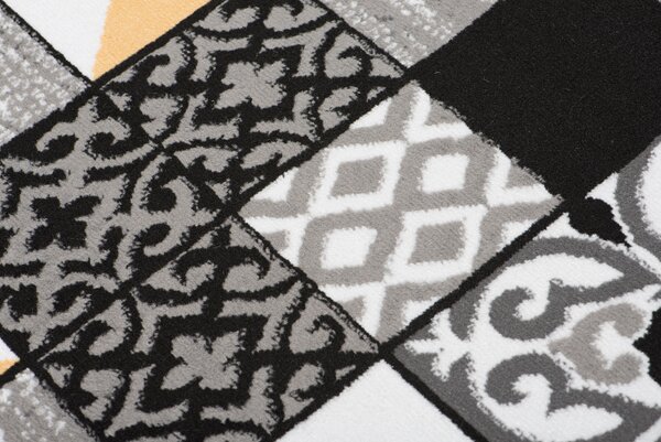Makro Abra Kusový koberec moderní MAYA Z906A Patchwork šedý žlutý Rozměr: 130x190 cm