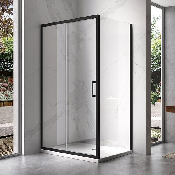 BPS-koupelny Obdélníkový sprchový kout KZ104C BL 120x90 černá/transparent + vanička ST04C WH bílá