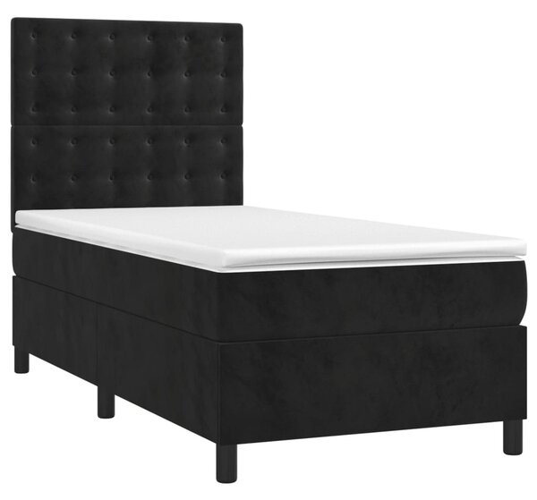 Box spring postel s matrací a LED černá 80 x 200 cm samet 3136331