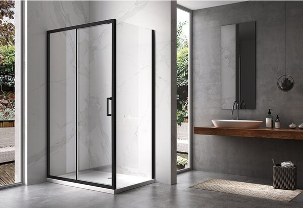 BPS-koupelny Obdélníkový sprchový kout ZES KZ103 BL 90x80 černá/transparent - bez vaničky