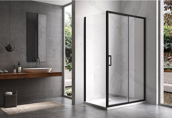 BPS-koupelny Obdélníkový sprchový kout KZ104C BL 120x90 černá/transparent + vanička ST04C WH bílá