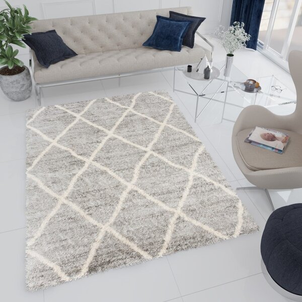 Chemex Moderní koberec Versay Shaggy - tvary - šedý Rozměr koberce: 80x150 cm