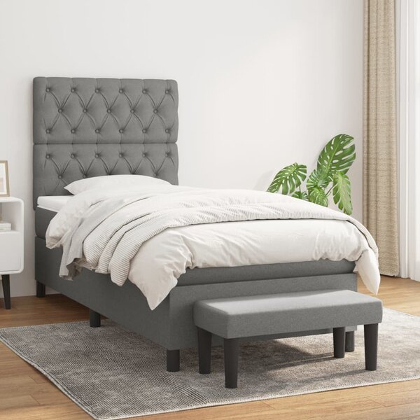 Box spring postel s matrací tmavě šedá 80 x 200 cm textil 3136790