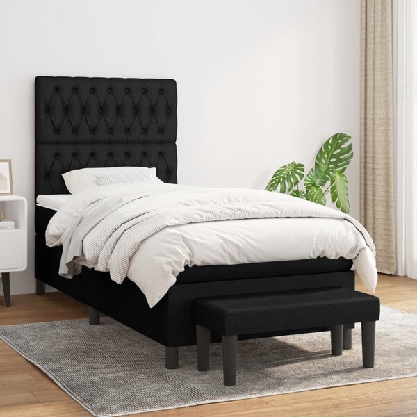 Box spring postel s matrací černá 90x190 cm textil 3136799