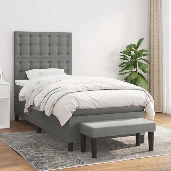 Box spring postel s matrací tmavě šedá 80 x 200 cm textil 3136870