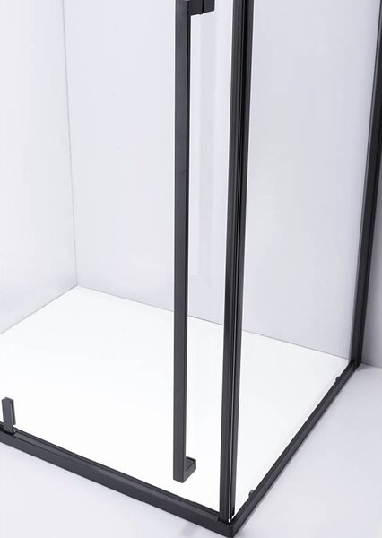 BPS-koupelny Čtvercový sprchový kout BS11B 90x90 černá/transparent + vanička RIKO 90 černá