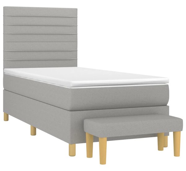 Box spring postel s matrací světle šedá 80 x 200 cm textil 3137189
