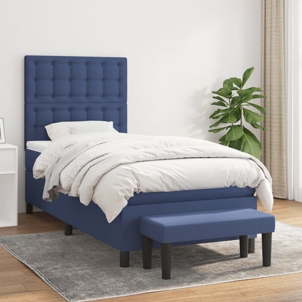 Box spring postel s matrací modrá 80x200 cm textil 3136875