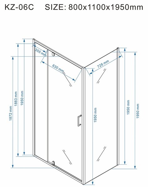 BPS-koupelny Obdélníkový sprchový kout KZ06C BL 110x80 černá/transparent - bez vaničky