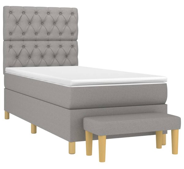 Box spring postel s matrací světle šedá 80 x 200 cm textil 3137349