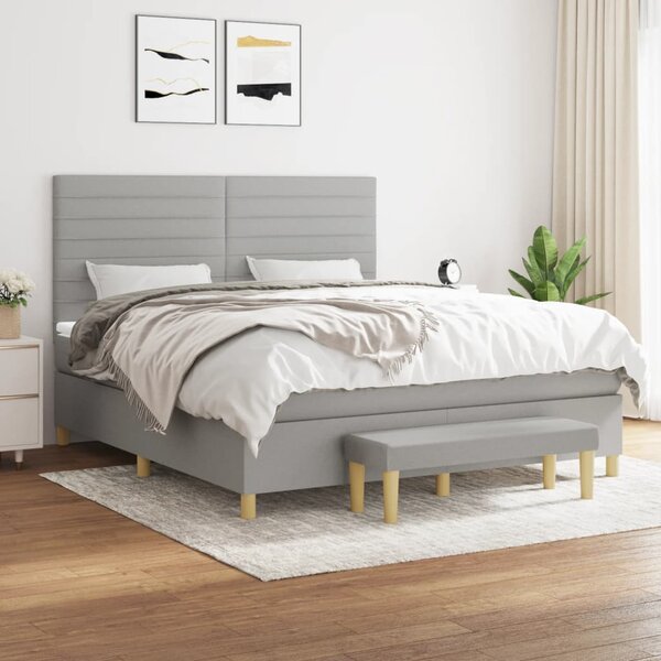 Box spring postel s matrací světle šedá 160 x 200 cm textil 3137245