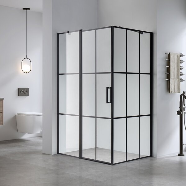 BPS-koupelny Obdélníkový sprchový kout BS02A 100x80 černá/transparent - bez vaničky
