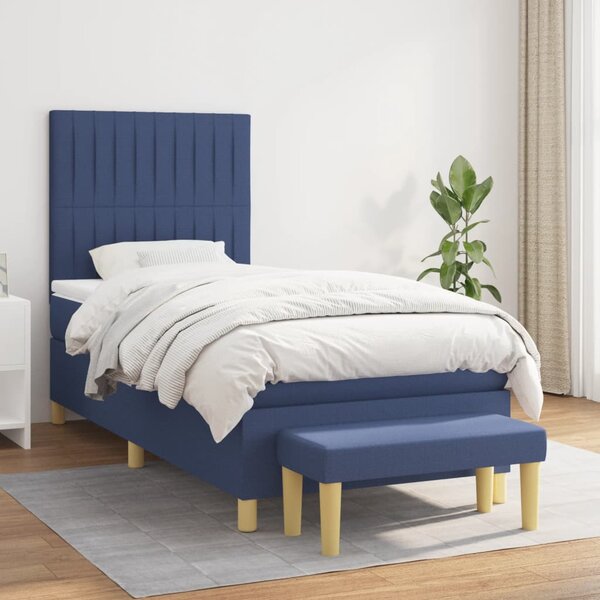 Box spring postel s matrací modrá 80x200 cm textil 3137275