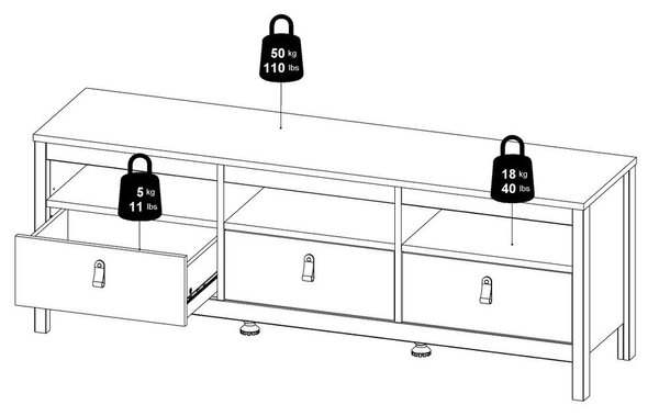 Šedobéžový TV stolek 151x54x38 cm Madrid – Tvilum