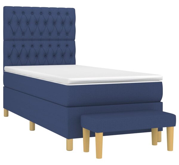 Box spring postel s matrací modrá 90x190 cm textil 3137363