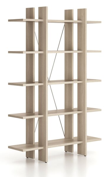 Kancelářský regál vysoký krátký SOLID, 1250 x 400 x 1825 mm, dub přírodní