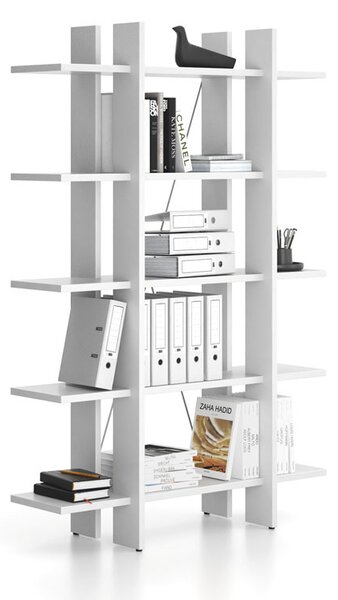 Kancelářský regál vysoký krátký SOLID, 1250 x 400 x 1825 mm, bílá