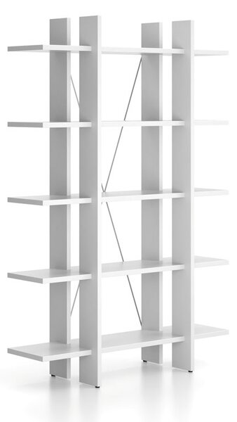 Kancelářský regál vysoký krátký SOLID, 1250 x 400 x 1825 mm, bílá