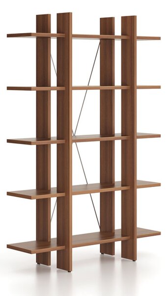 Kancelářský regál vysoký krátký SOLID, 1250 x 400 x 1825 mm, ořech