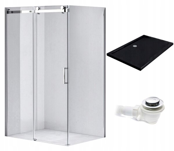BPS-koupelny Obdélníkový sprchový kout KZ203C 120x80 chrom/transparent + vanička ST03C BL černá