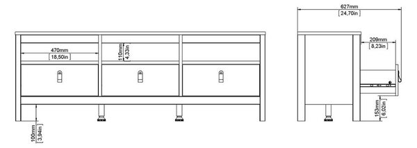 Šedobéžový TV stolek 151x54x38 cm Madrid – Tvilum