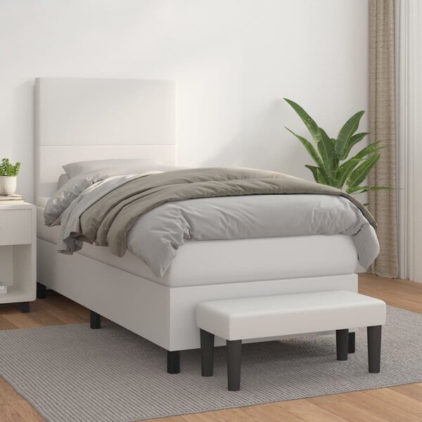 Box spring postel s matrací bílá 80 x 200 cm umělá kůže 3137510