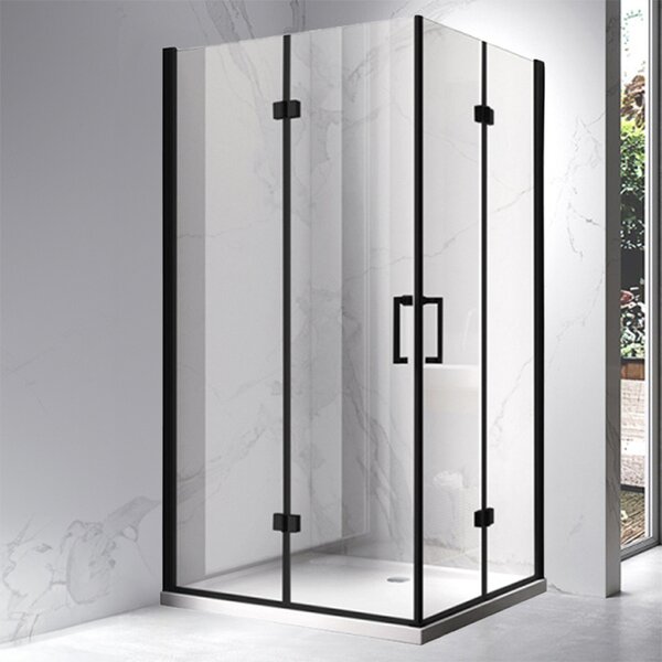 BPS-koupelny Obdélníkový sprchový kout KZ12B BL 100x80 černý/transparent + vanička SXL03C WH bílá