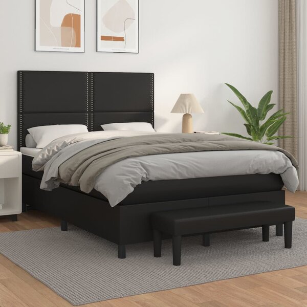 Box spring postel s matrací černá 140 x 190 cm umělá kůže 3137599