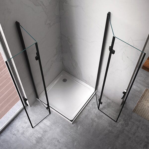 BPS-koupelny Obdélníkový sprchový kout KZ12B BL 100x80 černý/transparent + vanička SXL03C WH bílá