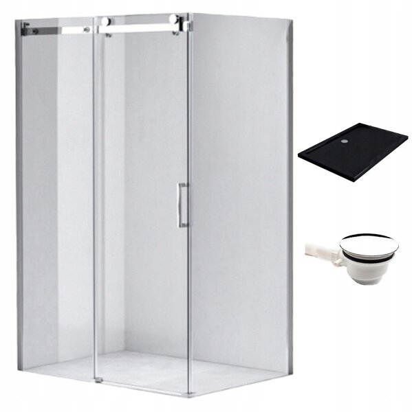 BPS-koupelny Obdélníkový sprchový kout KZ202A 100x90 chrom/transparent + vanička ST04A BL černá