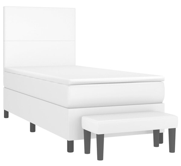 Box spring postel s matrací bílá 80 x 200 cm umělá kůže 3137510