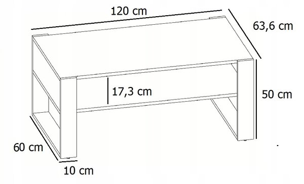 Konferenční stolek Matkam obdélníkový 120 x 63,6 x 50 cm bílý, dub artisan