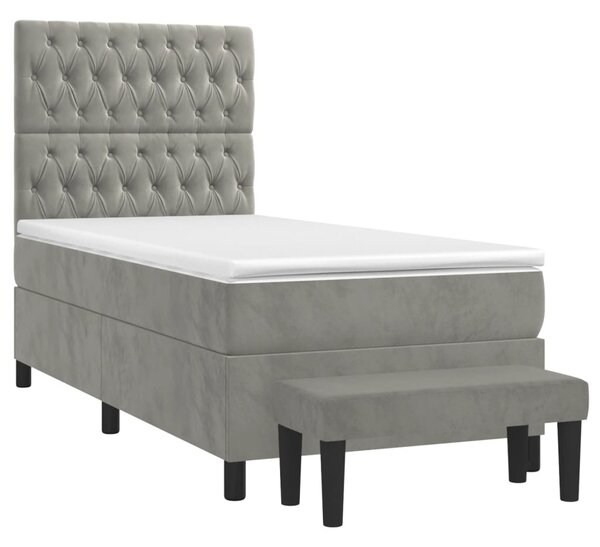 Box spring postel s matrací světle šedá 80 x 200 cm samet 3137989