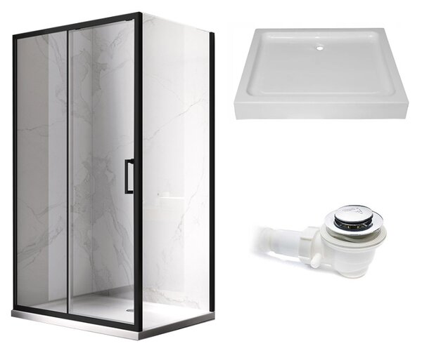 BPS-koupelny Obdélníkový sprchový kout KZ104C BL 120x90 černá/transparent + vanička SXL04C WH bílá