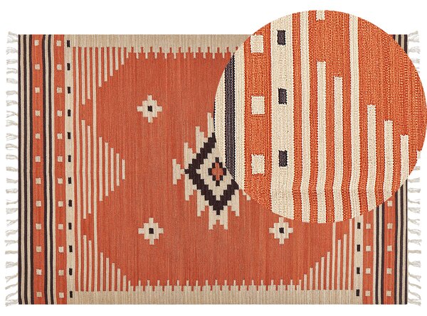 Bavlněný kelimový koberec 160 x 230 cm oranžový GAVAR